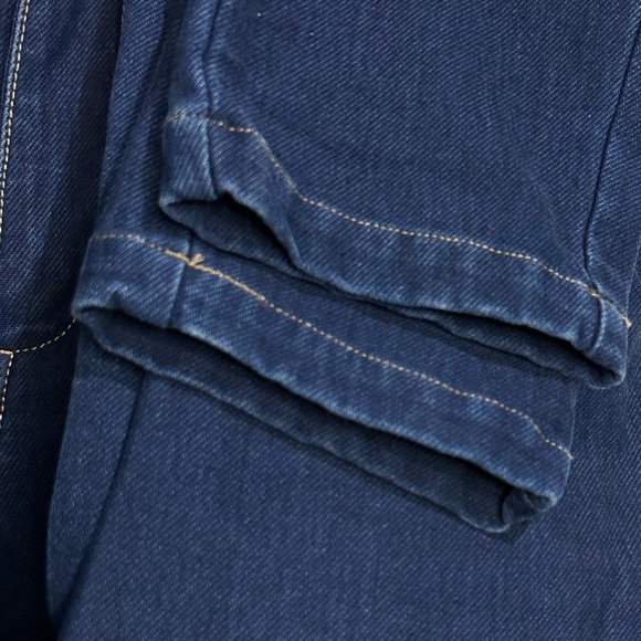 Max Mara royal blue denim jeans with brown stitching - Picture 4 of 7